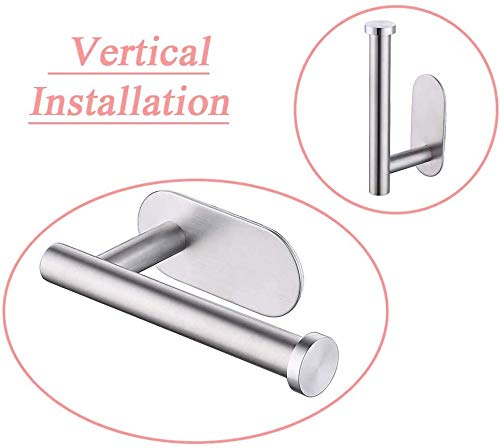 AUTOWT Toilet Paper Holder Self Adhesive, Kitchen Washroom Adhesive Toilet Tissue Roll Rack No Drilling for Bathroom Stick on Wall Stainless Steel (Silver)