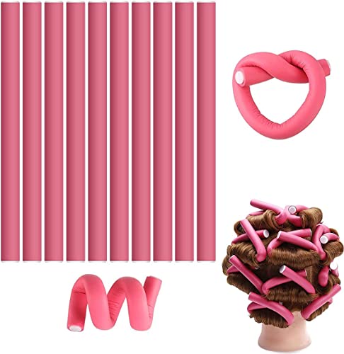 Twist Foam Hair Rollers Foam No Heat Hair Rods Rollers,Flexible Curling Rods,Hair Rollers Twist Curlers with Soft Foam,Flexi Rod Curlers Flexible Curling Rods,10Pcs Hair Twist Flexi Rods Hair Curlers
