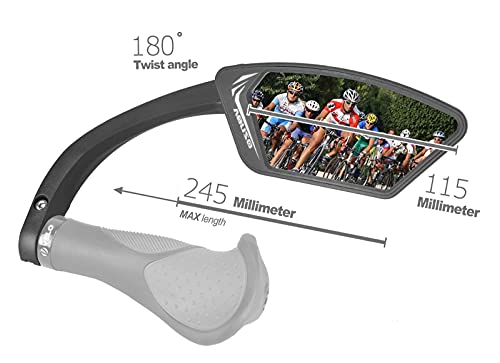 Venzo Bicycle Bike Handlebar Mount Mirror Silver Lens 50% Anti-glare Glass - Big Rear View Crystal Clear - Cycling Mountain or Road Bike Right