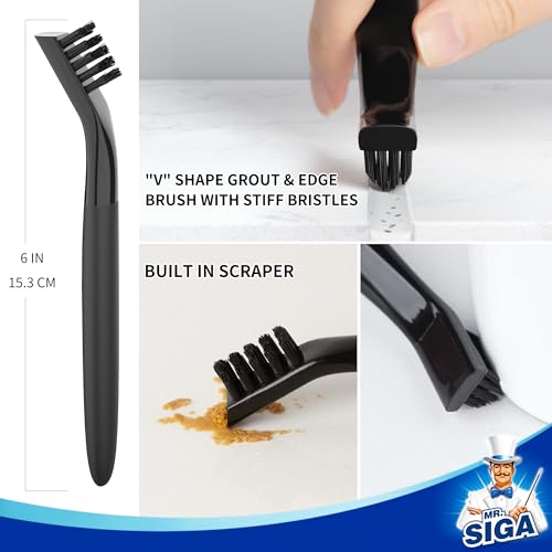 MR.SIGA Grout Cleaner Brush Set, Detail Cleaning Brush Set for Tile, Sink, Drain, Grout Brush Set for Edge, Crevice Cleaning