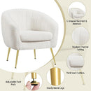 Yaheetech Sherpa Fabric Accent Chair, Modern Cozy Vanity Chair with Gold Metal Legs, Boucle Fabric Armchair with Removable Seat Cushion for Living Room Bedroom Office Guest Room, Ivory