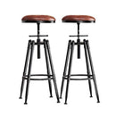 Levede 2X Bar Stool Kitchen Wooden Leather Barstools Industrial Swivel Chairs