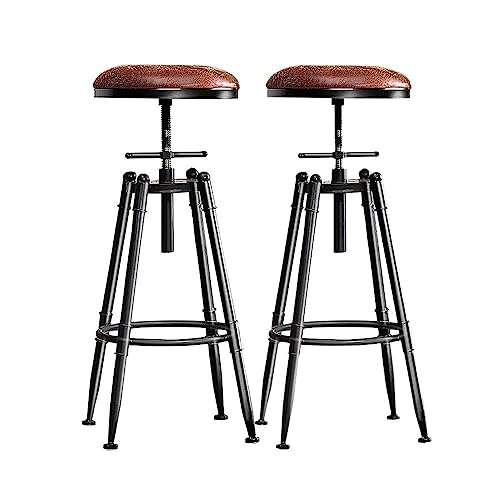 Levede 2X Bar Stool Kitchen Wooden Leather Barstools Industrial Swivel Chairs