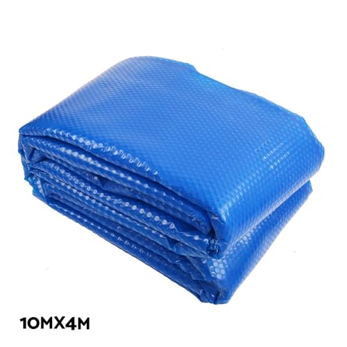 Aquabuddy Pool Cover Roller Solar 10x4m Silver Blue 500 Microns Pools Covers, Above Ground, Bubble Blanket Garden Heater Outdoor Water Rectangle Blankets