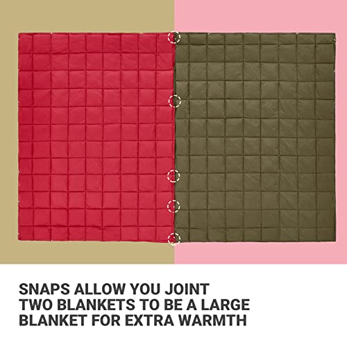 KingCamp Queen Size Camping Blanket, Packable Lightweight Down Alternative Puffy Blanket, Wearable Warm Compact Alternative Water-Resistant Blanket for Travel, Outdoor, Backpacking, Stadium, Olive
