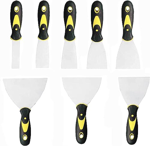 8pcs Wallpaper Scraper, BetterJonny Stainless Steel Paint Scraper Blade Scraper with Plastic Handle for Walls DIY Decoration