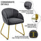 Yaheetech Flower Shape Velvet Armchair, Modern Side Chair Vanity Chair with Golden Metal Legs for Living Room/Dressing Room/Bedroom/Home Office/Kitchen, Dark Gray