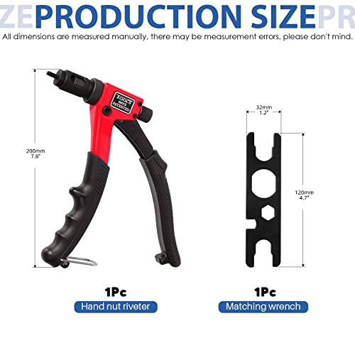Glarks 120Pcs Rivet Nut Tool with Mandrel and Rivet Nut Kit, Threaded Insert Hand Riveter Nutsert Tool Rivet Gun with 8Pcs Metric & SAE Mandrel M3 M4 M5 M6 1/4-20 10-24 8-32 6-32 and 110Pcs Rivet Nut