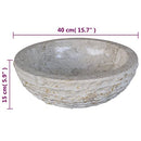 vidaXL Natural Marble Stone Basin - Cream Coloured, 40cm Diameter - Rustic, Round Wash Basin for Bathroom or Washroom - Easy to Clean