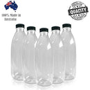 Packware Round Plastic Juice Bottles - Clear Drinking Containers with Tamper Evident Lids - Reusable & Leak-Proof - Great for Storing Homemade Juices Water Smoothies & Much More - 20 Pack (1000 ml)