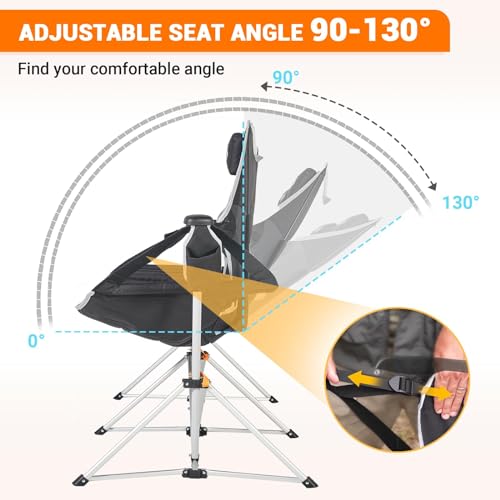 KingCamp Double Hammock Camping Chair Swinging Chair for Adults Portable Folding Rocking Chair Hold Up to 580 lbs with Adjustable Back Support Pillow Cup Holder for Outdoor Lawn Beach Concerts