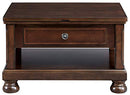 Signature Design by Ashley Porter Traditional Hand-Finished Lift Top Coffee Table, Dark Brown