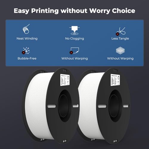 Creality 3D Printer Filament, PLA Filament 1.75mm Bundle 2Kg for 3D Printing, Ender PLA Filament No-Tangling, Strong Bonding & Overhang Performance, Accuracy +/- 0.02mm (White & White 2-Pack)