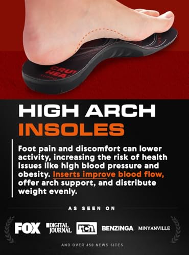 (220+lbs) Plantar Fasciitis High Arch Support Insoles Inserts Men Women - Orthotic Insoles High Arch for Arch Pain - Work Boot Shoe Insole - Heavy Duty Support Pain Relief (XL, Black)