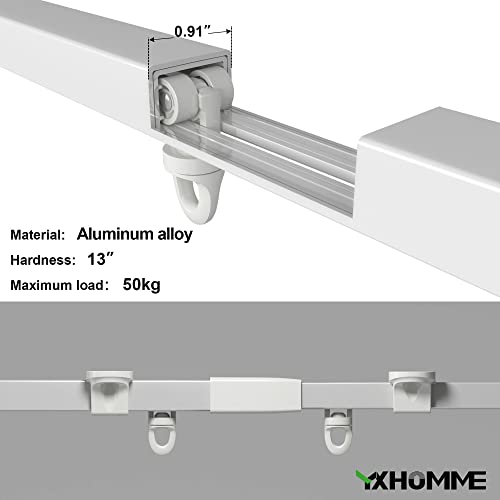 YXHOMME Ceiling Curtain Track, Telescopic Ceiling Mount Curtain Track System Adjustable Room Divider Track Set (2.8ft-5ft)