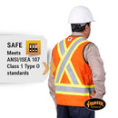 Pioneer V2540750U-X LFR-Tech Hi-Vis 88/12 7 oz FR/ARC-Rated Surveyor's Safety Vest, Snap Closure, Orange, XL