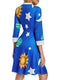 ZEZCLO Women's Long Sleeve Peter Pan Collar A-line Dress Halloween Costume Vintage Solar System Fit and Flare Dresses, Blue, Medium