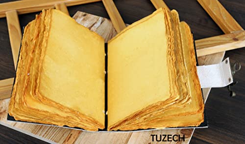 TUZECH Book of Spells Leather Bound Journal Deckle Edge Paper Grimoire Printed Diary Spiral Gothic Notebook Antique Vintage Book for Men and Women (Green Lady)