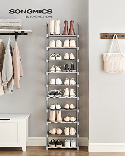 Songmics 10-Tier Customizable Design Metal Shoe Rack, Grey