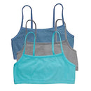 Hanes Womens String Bralette Pack, Low-Impact Bra, Cooling Stretch Cotton Bralette, 3-Pack, Denim Jacket/Concrete Heather/Ultra Blue, Medium