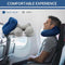 Travel Pillow, Inflatable Travel Pillow for Airplane Inflatable Neck Pillow for Traveling with Soft Velvet Washable Cover, Contoured Eye Masks, Earplugs and Luxury Bag (Navy Blue)