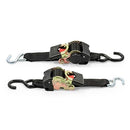 Camco Heavy Duty Retractable Ratchet Tie Down Straps for Hauling and Transporting- 2" x 6', Dual Hook, 2,500 lb Break Strength, Securely Tie Down Boats, ATVs, and More (50031), black