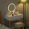 Vanity Makeup Table with Adjustable Light, Touch Screen, Dressing Table with Mirror and Stool, White