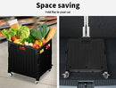 65L Shopping Trolley Cart Foldable Carts with Lid Collapsible Pack & Roll Folding Grocery Basket Crate Portable 4 Wheels Black