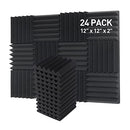 Hertber-24 Pack Wedges Acoustic Panels 12 x 12 x 2 Inches Sound Proofing Panels High Density Sound Proof Foam Soundproof Wall Panels For Wall