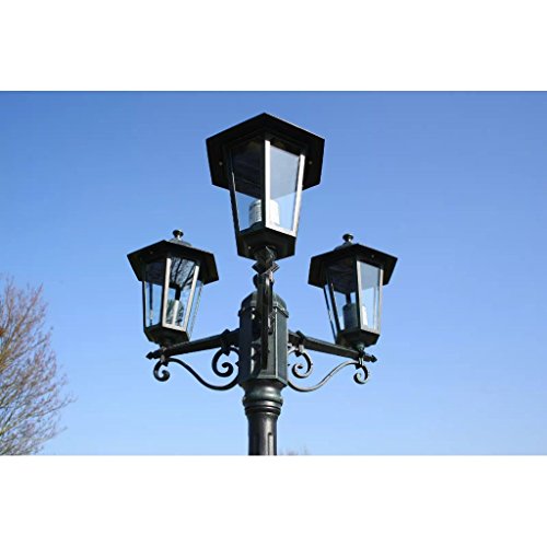 vidaXL Garden Light Post Outdoor Patio Backyard Pathway Walkway Lantern Lamp Decorative Lighting 3-arms 215 cm Dark Green/Black Aluminium