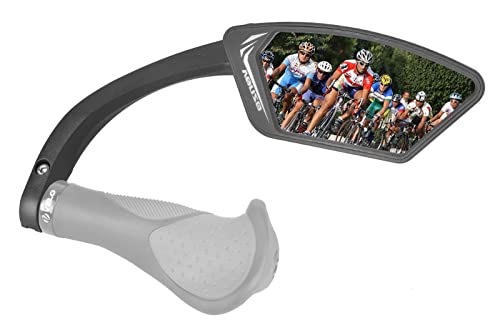 Venzo Bicycle Bike Handlebar Mount Mirror Silver Lens 50% Anti-glare Glass - Big Rear View Crystal Clear - Cycling Mountain or Road Bike Right