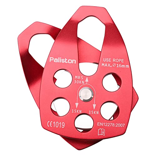 Paliston 30kN Climbing Pulley with Ball Bearing for Rock Climbing Arborist Red