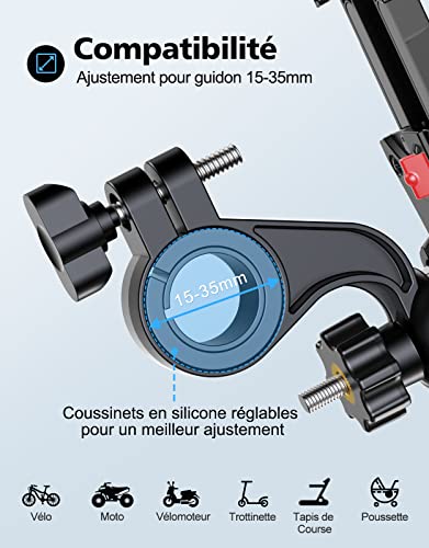 Zewdov Bike Phone Mount 360° Rotatable, [Secure Lock] Bike Phone Holder for Handlebars, Motorcycle Phone Mount Compatible with iPhone/Galaxy 4.7-6.8'' Phone, Fits Electric/Mountain/Scooter Bikes