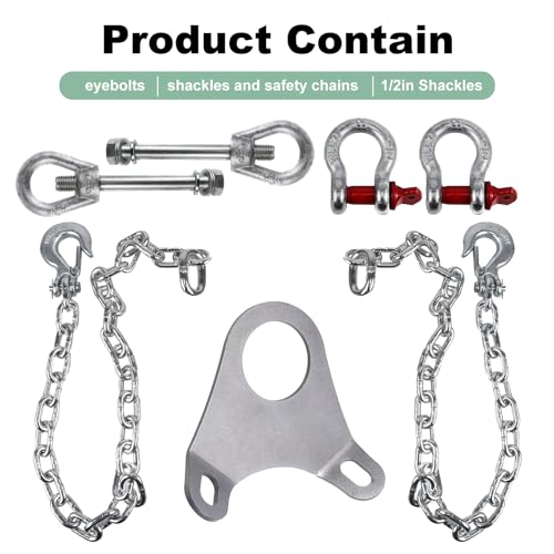 RULLINE Trailer Ultimate Connection Safety Chains Kit - 5th Wheel Ultimate Connection Safety Chains Plate Towing Accessories with 1/2in Shackles