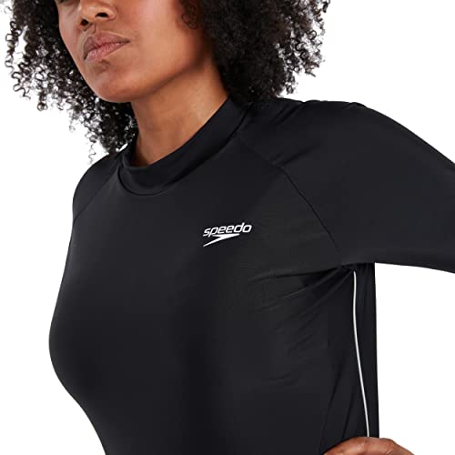 Speedo Women's Long-Line Swim Tunic Suit, Black/White, Size 32