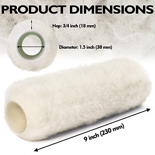 20pcs Paint Roller Covers 9 Inch x 3/4" Nap, High Capacity Lambswool Roller Covers for Paint Rollers, Naps for Paint Roller Brush and Frame, Perfect House Painting Supplies for Textured Rough Surfaces