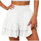 Shorts Women's Summer Ruffle Shorts High Waist Sports Shorts with Floral Pleated Hem Shorts Plain Cute Summer Shorts Casual Sports Shorts Women, White-a, S