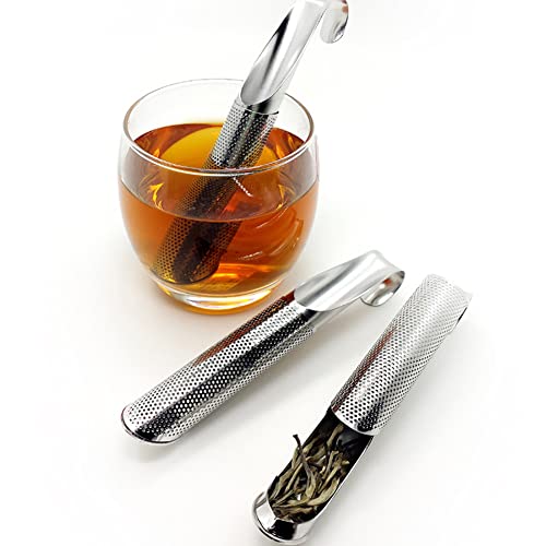 Tongke Stainless Steel Tea Strainer Tea Infuses, Long-Handle Tea Filter Stick, Pipe Tea Strainer for Loose Tea, Rose, Spices