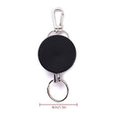 2-Pack Recoil Key Ring Retractable Chain, 46cm Heavy-Duty Metal, Belt Clip Extendable Keyring, ID Pull Holder Reel, Black & Silver