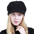 Muryobao Women's Winter Hat Slouchy Cable Knit Visor Crochet Beanie Hats Warm Snow Ski Skull Cap with Brim Black