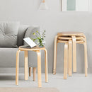 Giantex Set of 4 Round Stacking Stools, Solid Wood Dining Room Stool, Space-Saving Stackable Round Stool, Bar Stool 150 kg Load Capacity, Dining Chair Set of 4 for Living Room Kitchen Dining Room