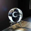60mm 3D Moon Planet Laser Engraved Crystal Ball Glass Sphere Paperweight Home Art Decor Crafts with Stand