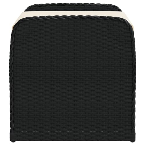 vidaXL Black Poly Rattan Storage Bench with Cushion - Comfortable Outdoor Loveseat for Garden, Backyard Seating & Pool Towel Organiser, Weather-Resistant PE Rattan, Easy Assembly