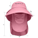 Lenikis Women's UPF50+ Sun Visor Foldable Wide Brimmed UV Protection Hat with Detachable Flaps Pink