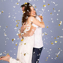 White Butterfly Confetti Poppers 4 Pack | White and Gold Confetti Cannon Party Poppers Confetti Shooters for Wedding Parties Events Birthday Celebrations | Bulk Large Paper Gun Launcher Tube Stick