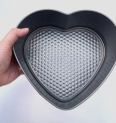 Zojoca Living Love Heart Springform Cake Tin 21.5cm x 20.5cm x 8cm Carbon Steel Non Stick, Grey - Ideal for Cheesecakes, Cakes or Jelly Cakes Too!