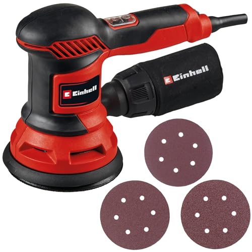Einhell Random Orbital Sander TC-RS 425 E (425 W, Sanding Disc Diameter 125 mm, Max. Vibration Speed 26,000 rpm, Oscillating Circuit 2.5 mm, Including Sandpaper 1x P60, P80, P120)