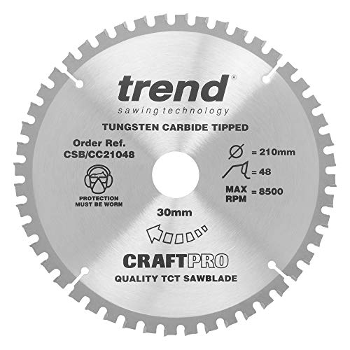 Trend CSB/CC21048 Craft Pro Negative Hook Crosscutting TCT Circular Blade Ideal, Einhell, Sheppach, Draper Mitre Saws, Tungsten Carbide Tipped, 210mm x 48 Teeth x 30 Bore