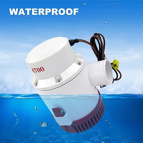 WAVEFLO 4700GPH Boat Bilge Pump 12V Marine Submersible Electric Water Pump Non-Automatic Output Hose 2"