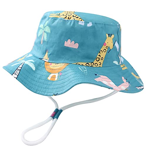 Malaxlx Baby Bucket Sun Hat Cute Giraffe Print Summer Outdoor Infant Beach Hat for 6-12 Months Boys Girls